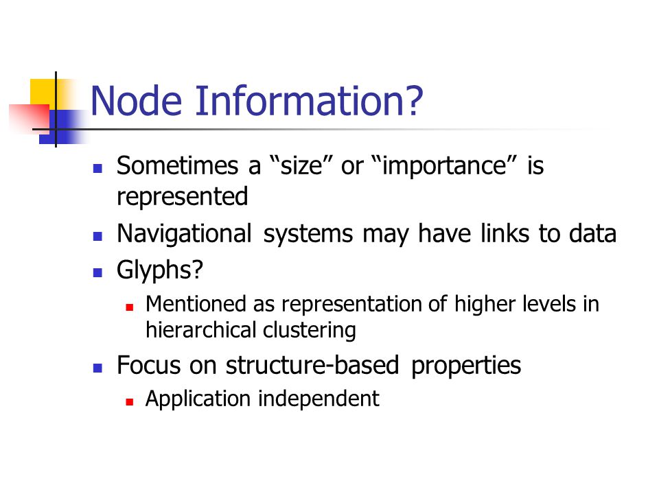 Node Information Sometimes a size or importance is represented